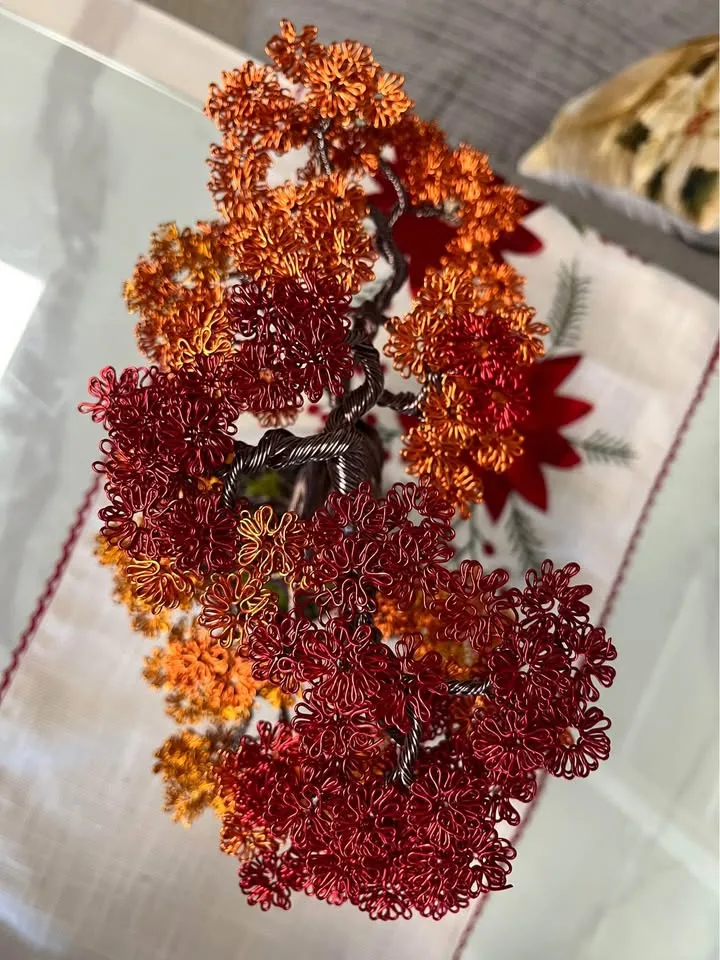 Handcrafted Autumn Aluminum Bonsai Tree image indicator(9)