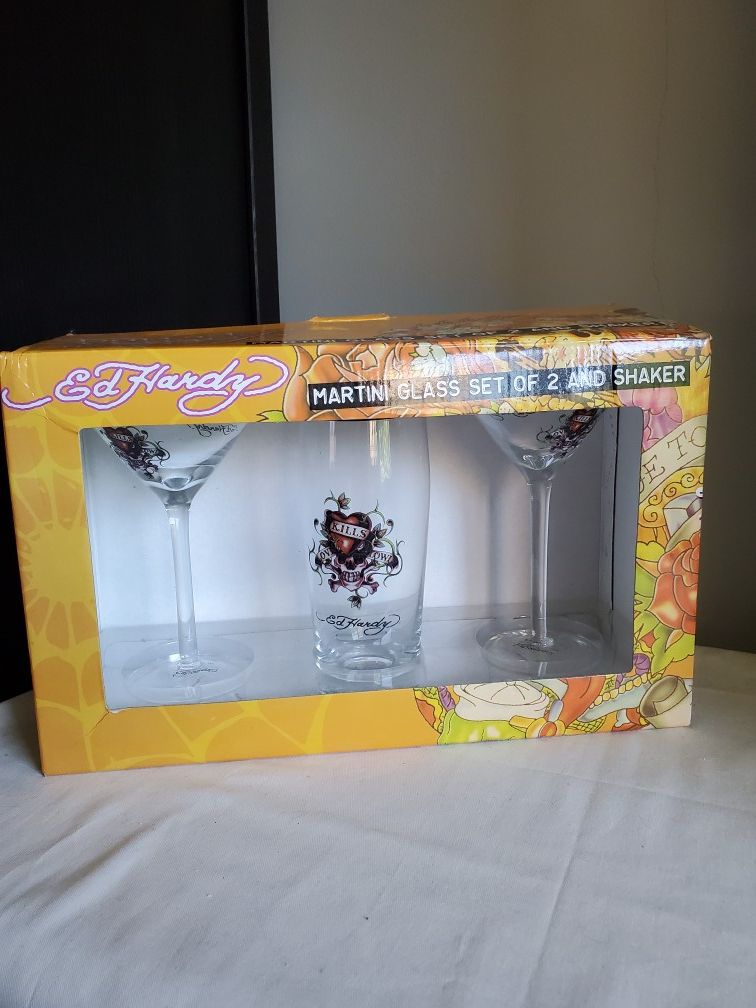 Ed Hardy glass martini set - photo 2