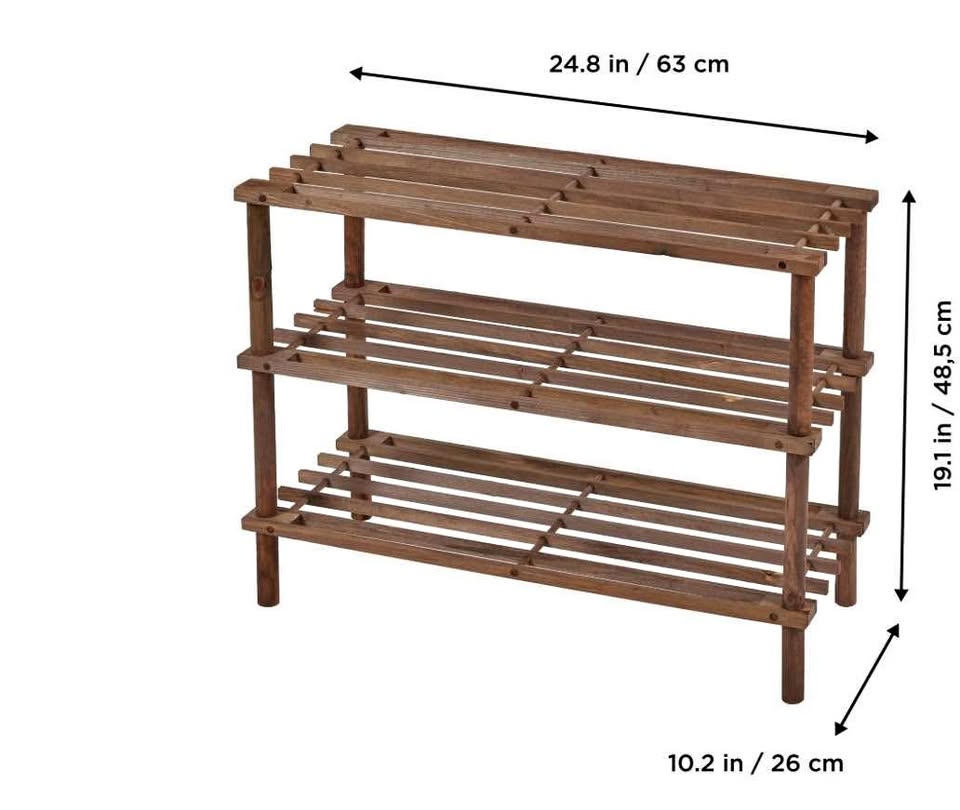 Wooden 3 shelves shoe rack