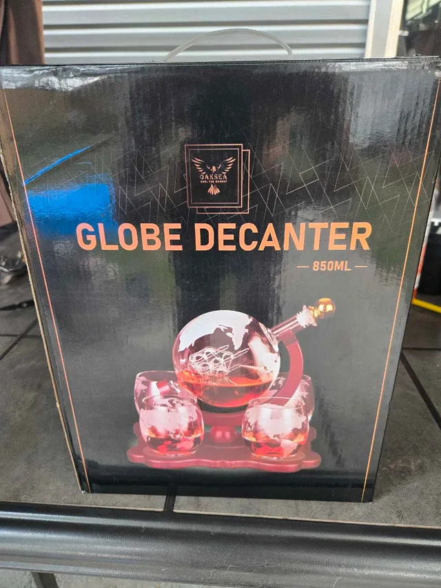 Globe decanter set new in box thumbnail