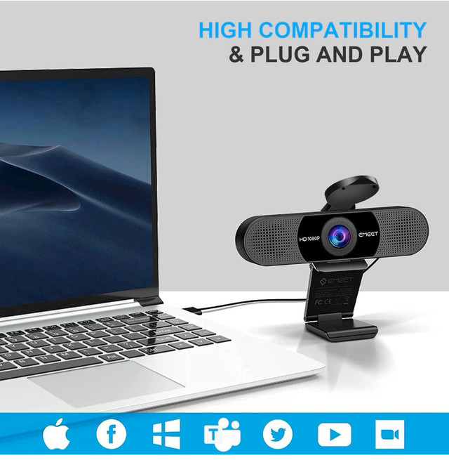 EMEET 1080P Webcam with Microphone, C960 Web Camera - photo 3