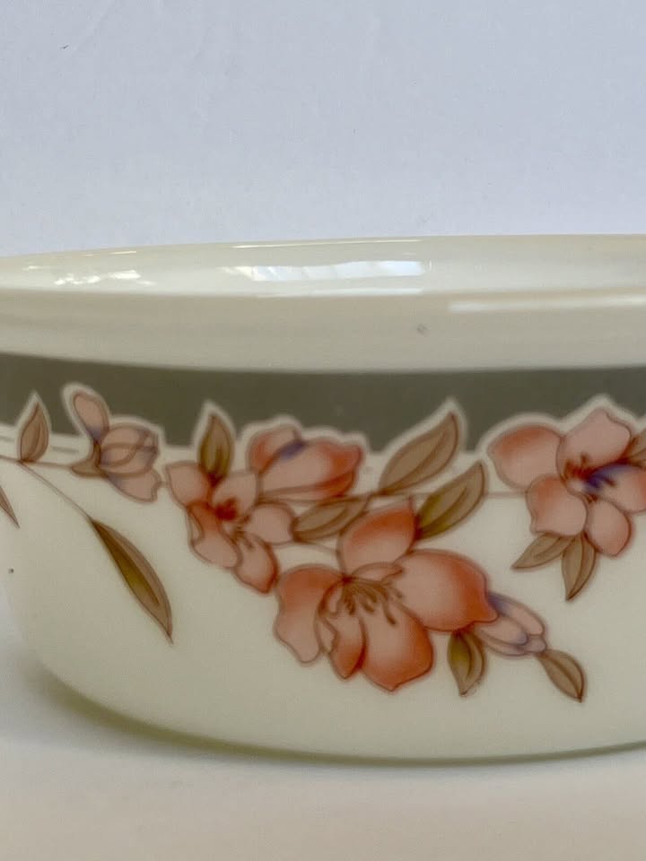 Vintage Indopal Milk Glass Cookware Pink Iris - photo 3