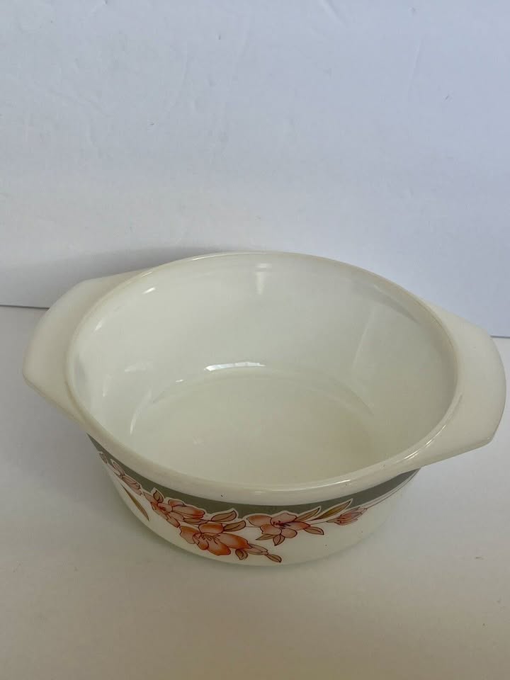 Vintage Indopal Milk Glass Cookware Pink Iris - photo 4