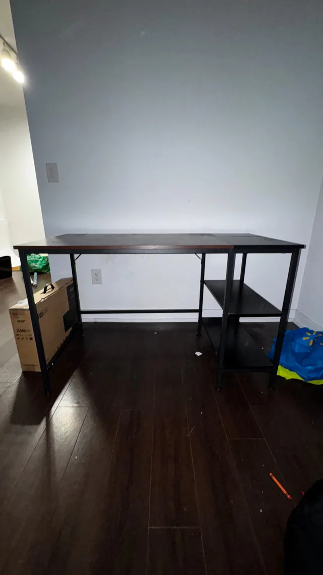 Computer Desk with Wooden Storage Shelf image indicator(2)