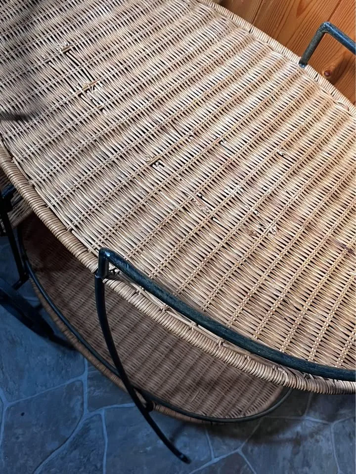 Vintage wicker, and wrought iron bar cart, fully functional image indicator(3)