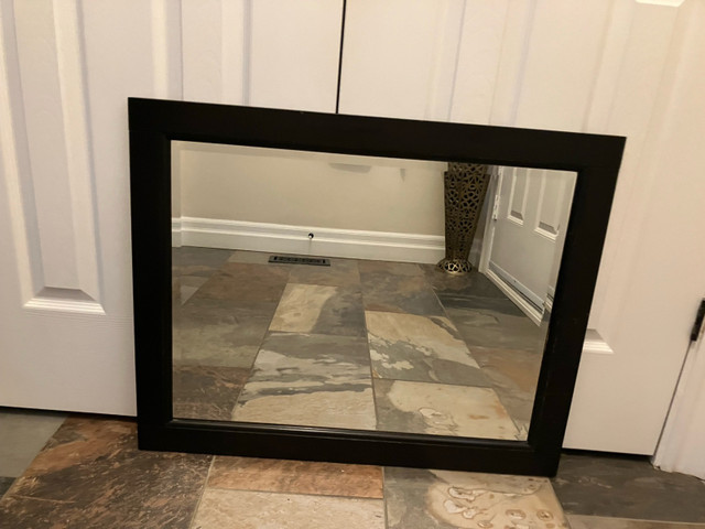 Solid wood mirror with beveled edges