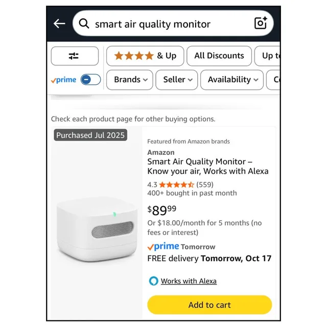 Amazon Smart Air Quality Monitor (new & sealed) image indicator(3)