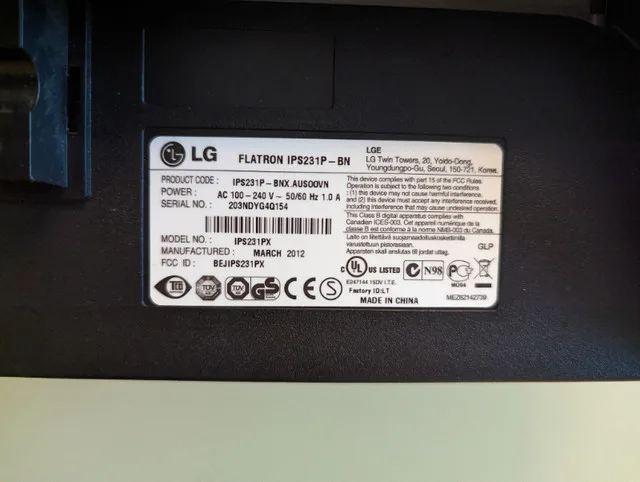 LG Flatron IPS231P 23in w/cables image indicator(4)