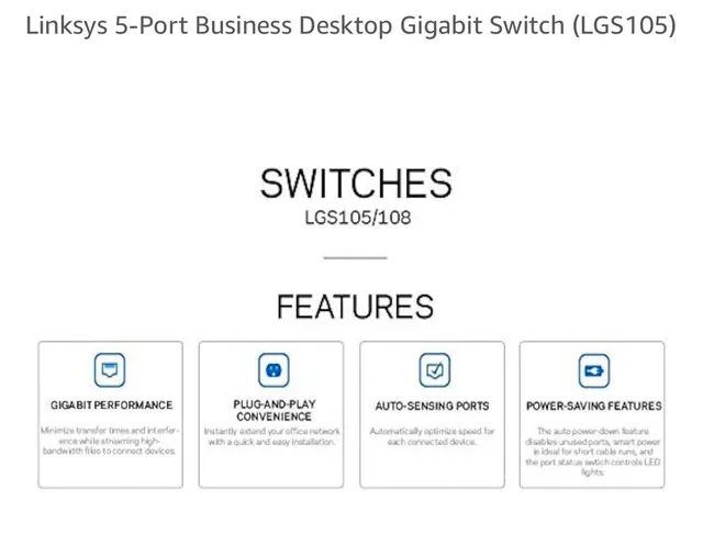 Linksys 5-Port Gigabit Switch image indicator(3)