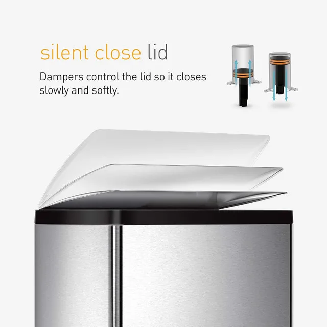 Simplehuman 46 Liter Stainless Steel Rectangular Bin image indicator(5)