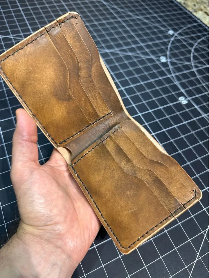 Hand-Carved Leather Bifold Wallet — Maple Leaf Design image indicator(5)
