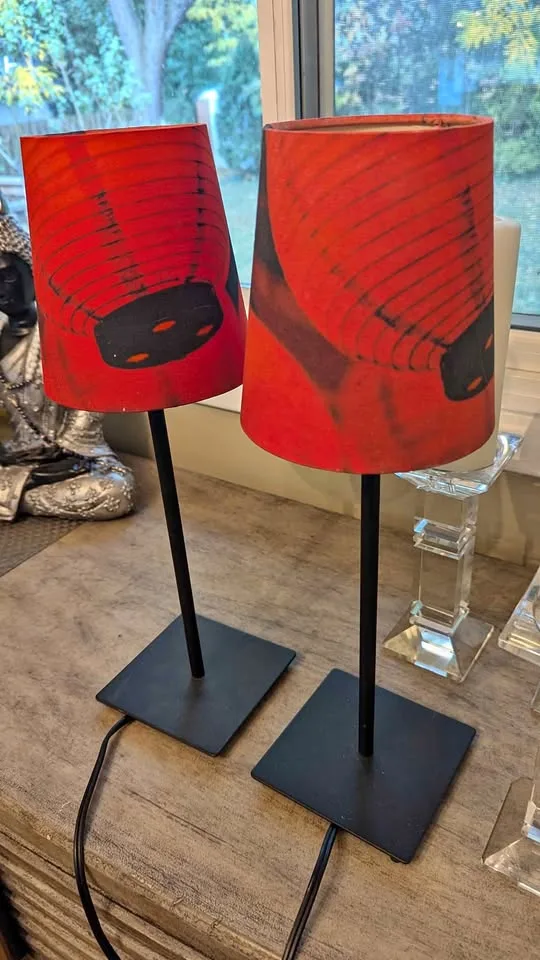 IKEA (discontinued 2010) Red Retro lamp shade pair thumbnail
