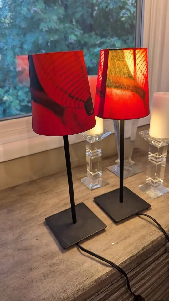 IKEA (discontinued 2010) Red Retro lamp shade pair image indicator(7)