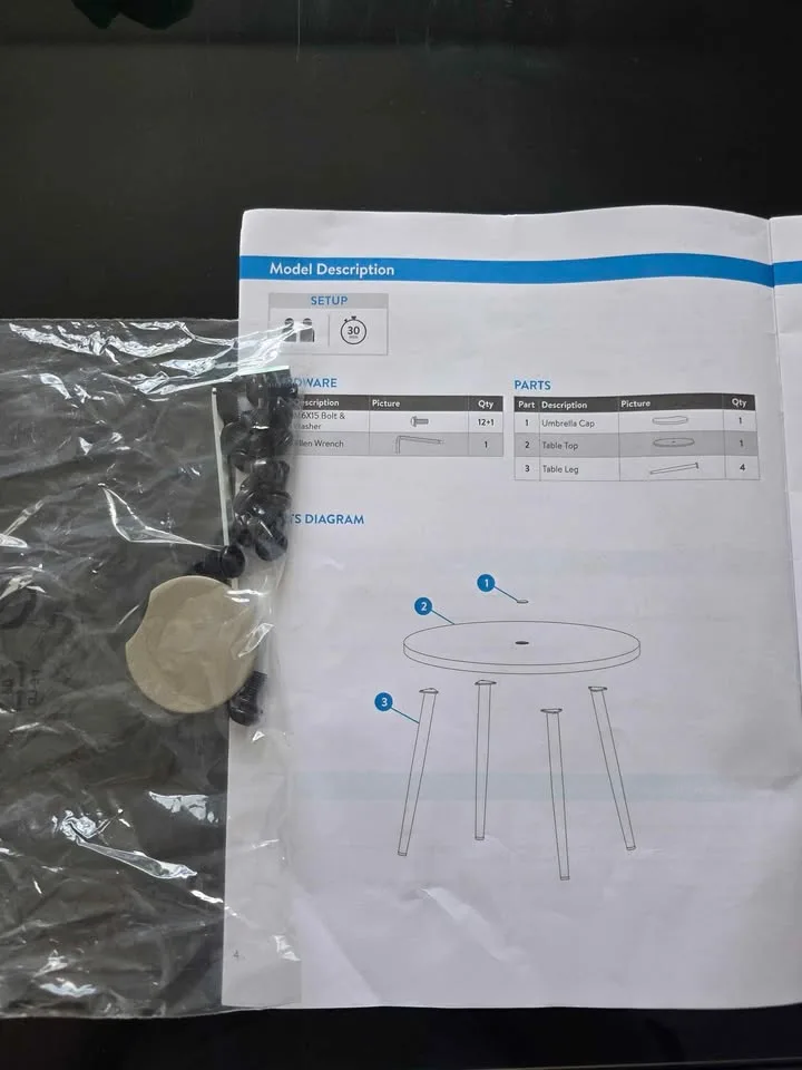 New Round Patio Dining Table with Umbrella Hole image indicator(5)