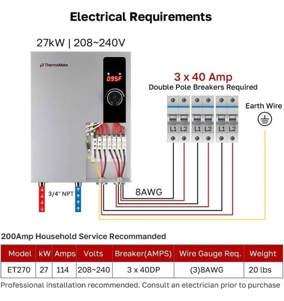 Tankless Water Heater Electric 27kW 208~240 Volt image indicator(2)