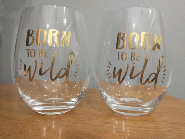 Born to be Wild - Stemless Wine Glasses