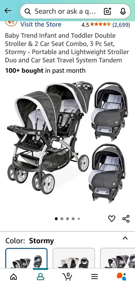 Baby Trend double stroller and car seats thumbnail