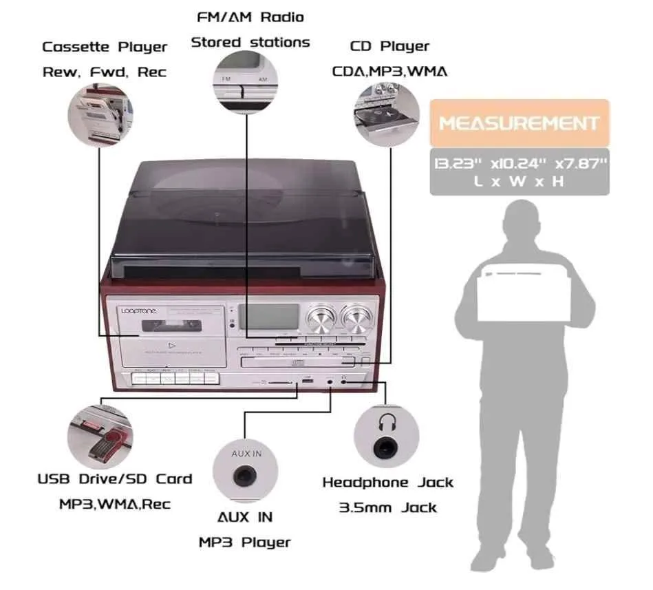 LoopTone 9 in 1 Vintage Turntable image indicator(7)