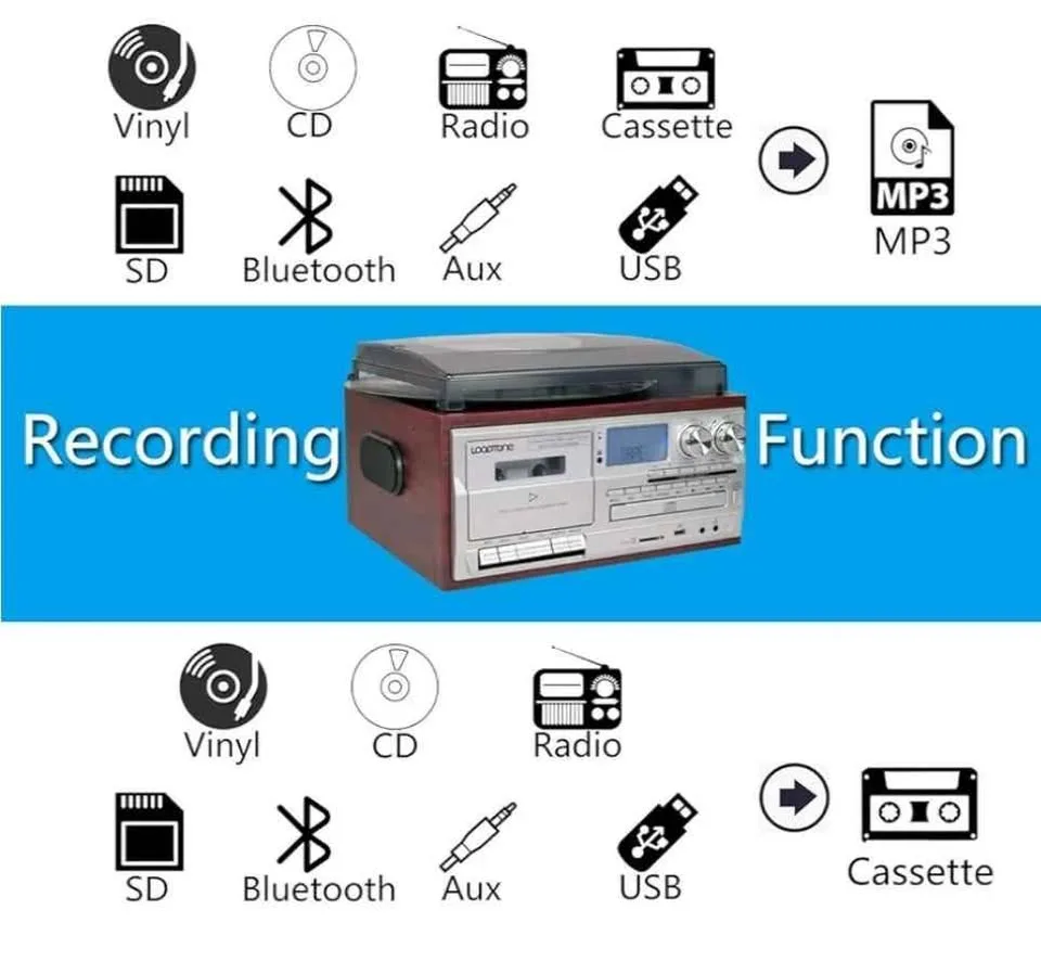 LoopTone 9 in 1 Vintage Turntable image indicator(9)