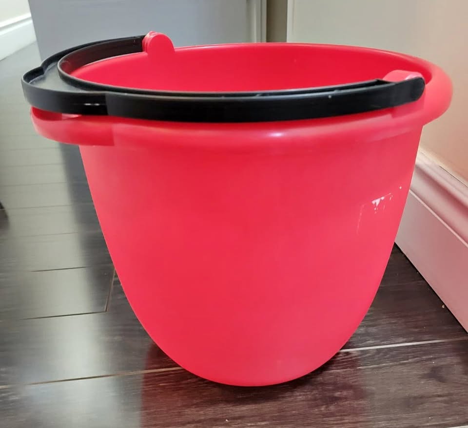 Red Plastic Multipurpose Bucket with Black Handle – 10L Capacity