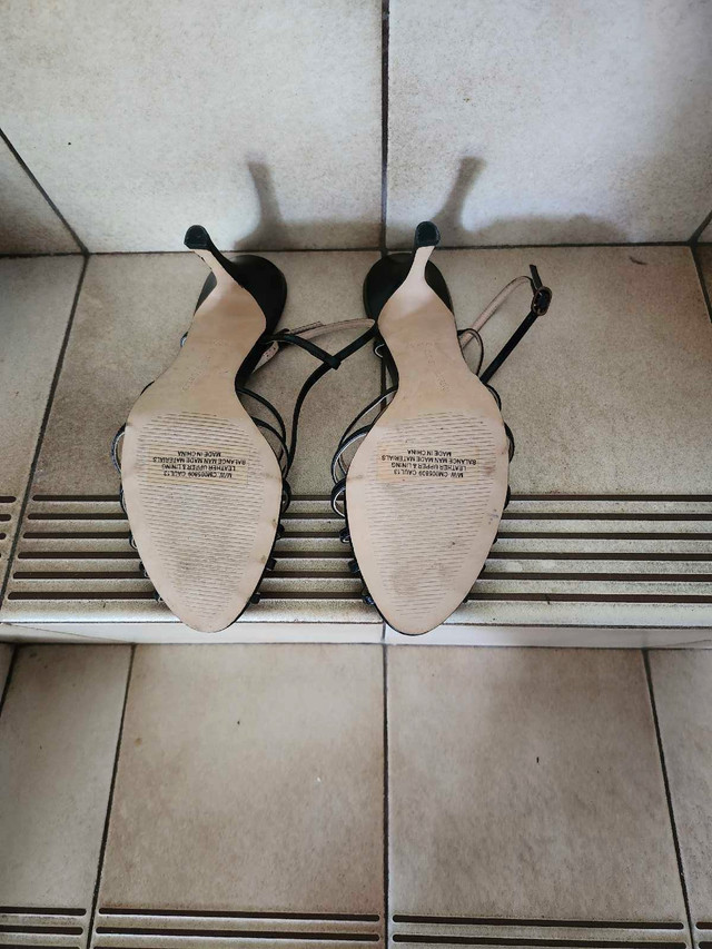 Leather black strappy sandals - photo 3