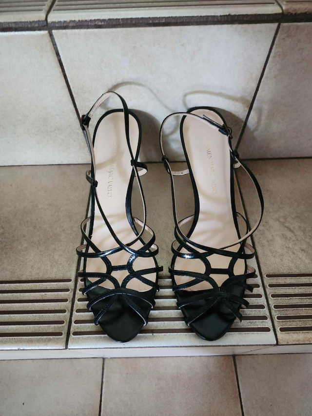 Leather black strappy sandals - photo 4