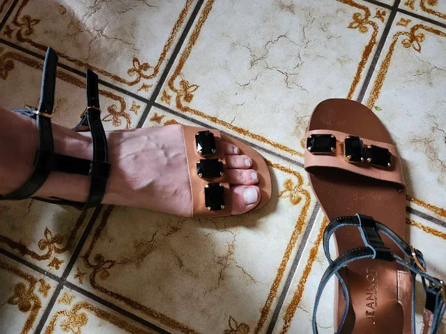 Italian leather flat sandles image indicator(5)