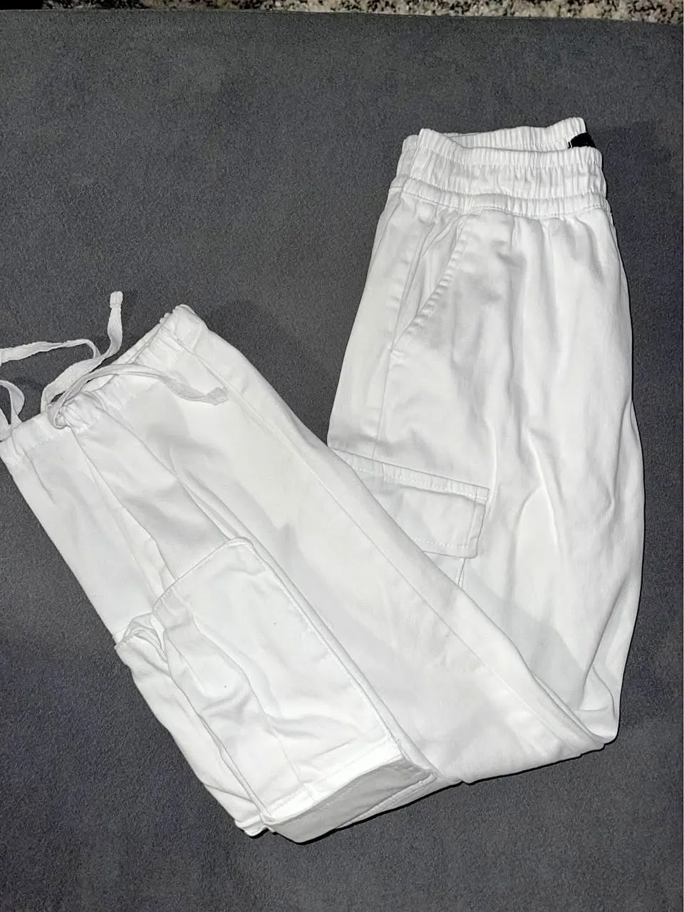 White Cotton Cargo Joggers thumbnail
