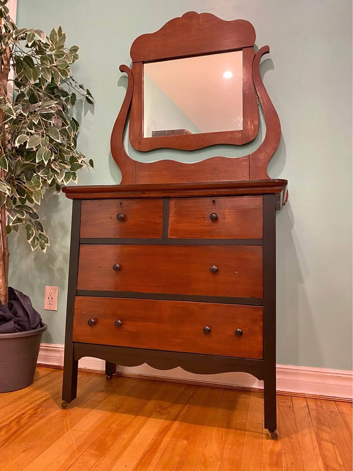 FREE DELIVERY: Refinished Vintage Dresser/Mirror $200 (HRM)