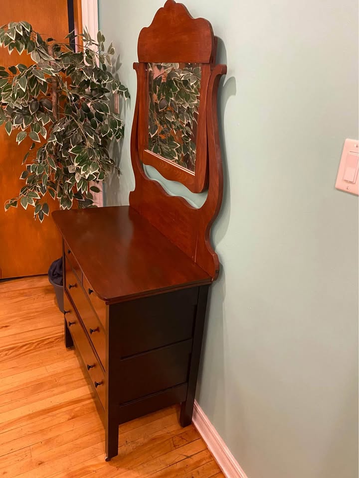 FREE DELIVERY: Refinished Vintage Dresser/Mirror $200 (HRM) - photo 2