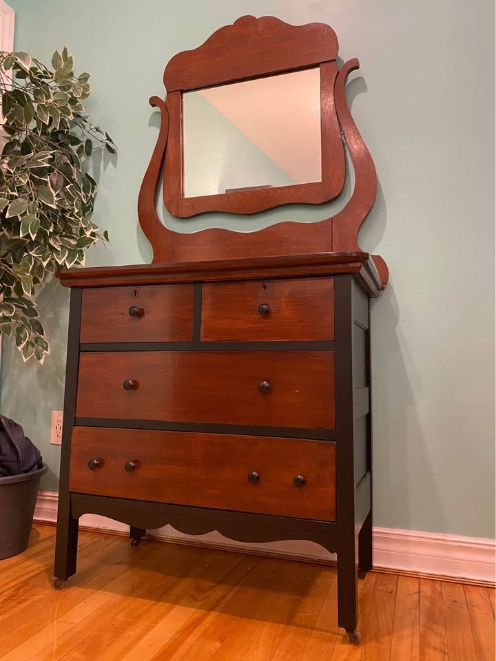 FREE DELIVERY: Refinished Vintage Dresser/Mirror $200 (HRM) - photo 4