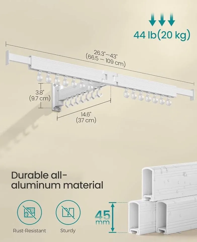 Brand New SONGMICS Wall-Mounted Clothes Drying Rack image indicator(5)