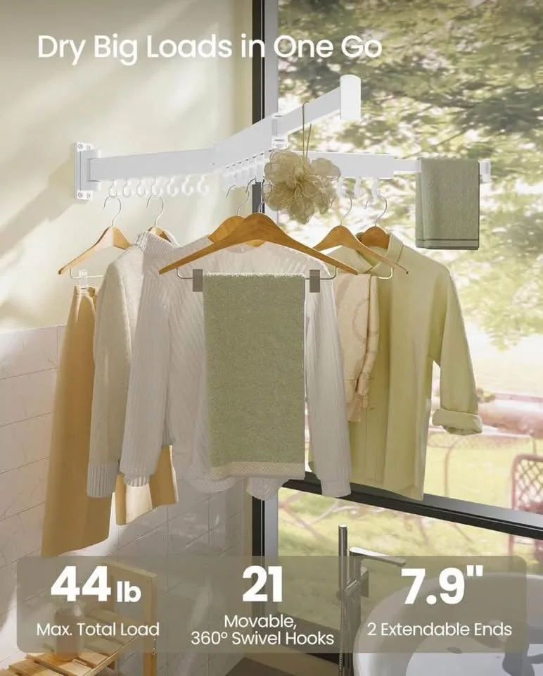 Brand New SONGMICS Wall-Mounted Clothes Drying Rack image indicator(7)