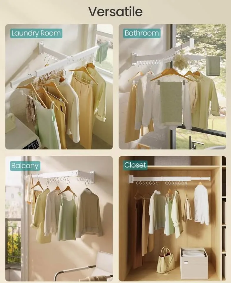 Brand New SONGMICS Wall-Mounted Clothes Drying Rack image indicator(8)