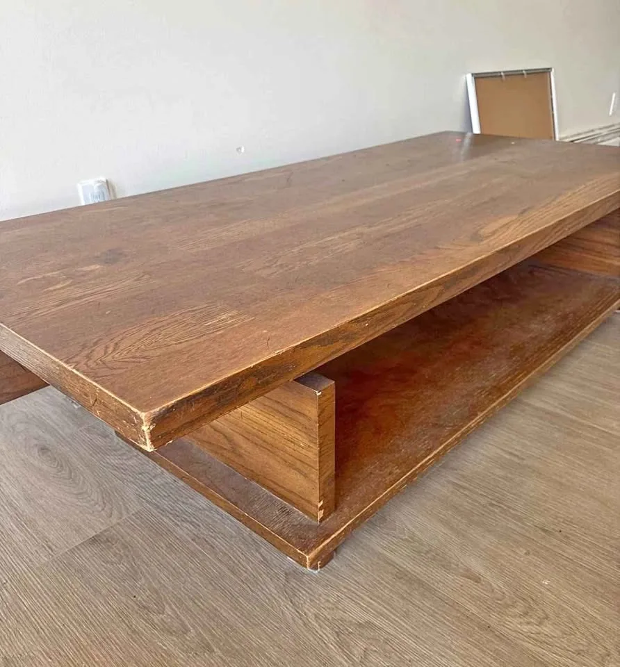 🪵 Solid Wood Coffee Table – Rustic Modern Look