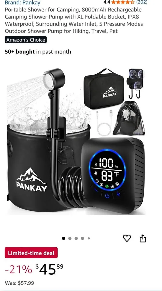 New PANKAY Portable Electric Camping Shower thumbnail