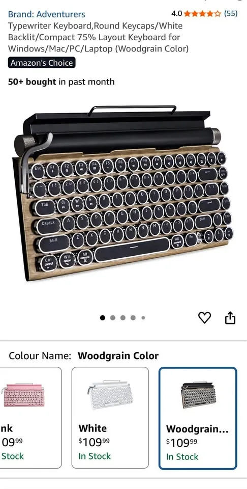 Retro Mechanical Bluetooth Typewriter Keyboard thumbnail