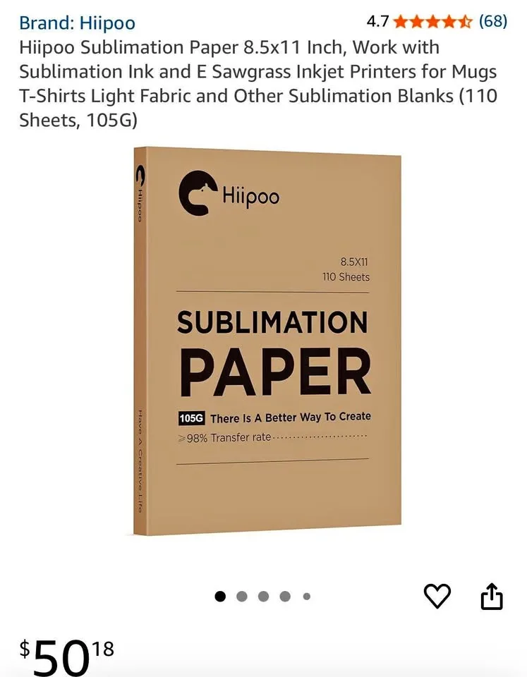 Hiipoo Sublimation Paper 8.5x11 Inch thumbnail
