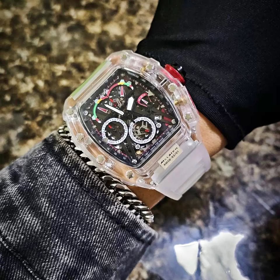 Transparent Six-Hand Running Second Quartz Watch