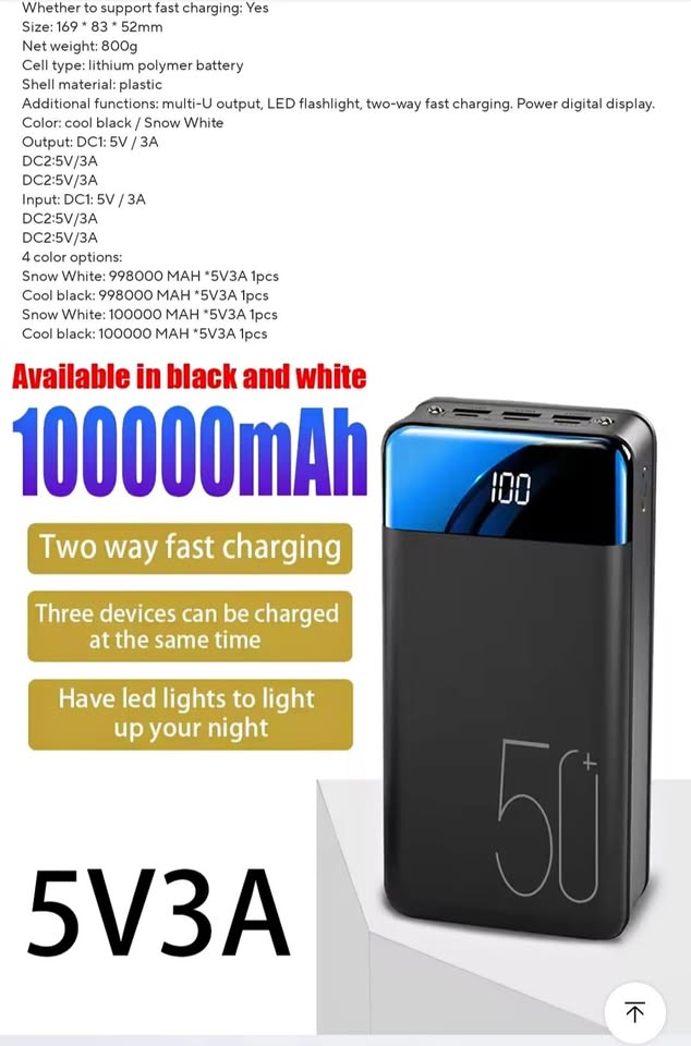 Kepah 100,000 mAh Power Bank – Fast Charging Beast! 🔥