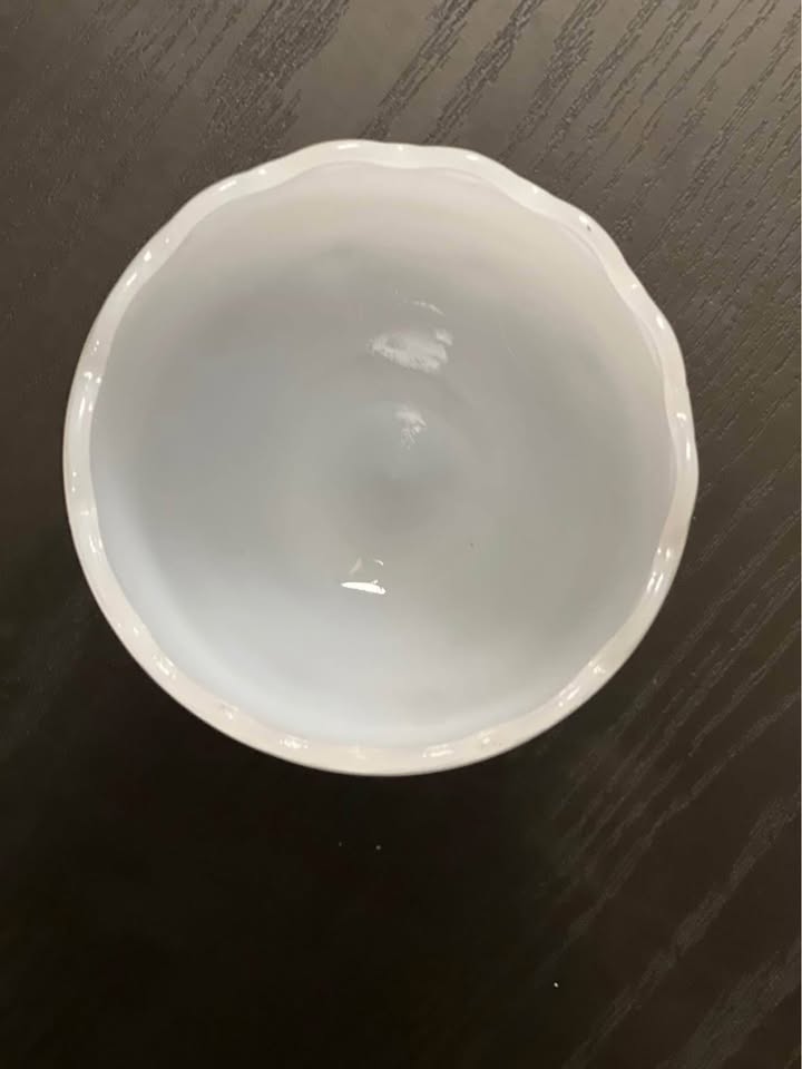 Vintage White Milk Glass Bowl Compote Scallop Top 6” - photo 2