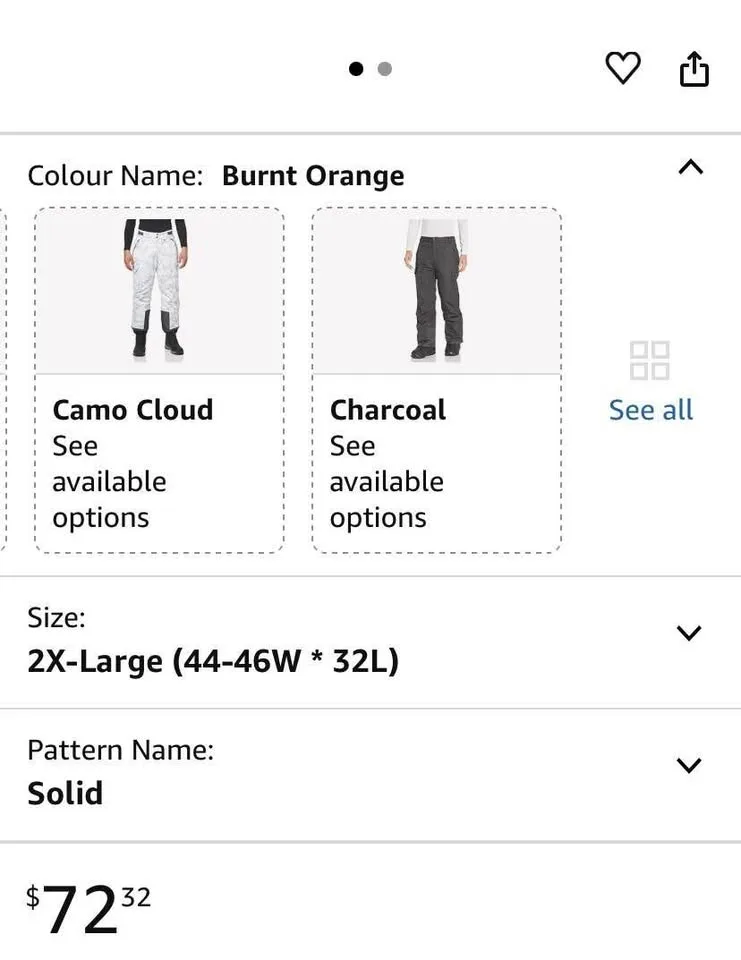 Arctix Men's Snow Sports Cargo Pants, Charcoal. New 2X large image indicator(2)