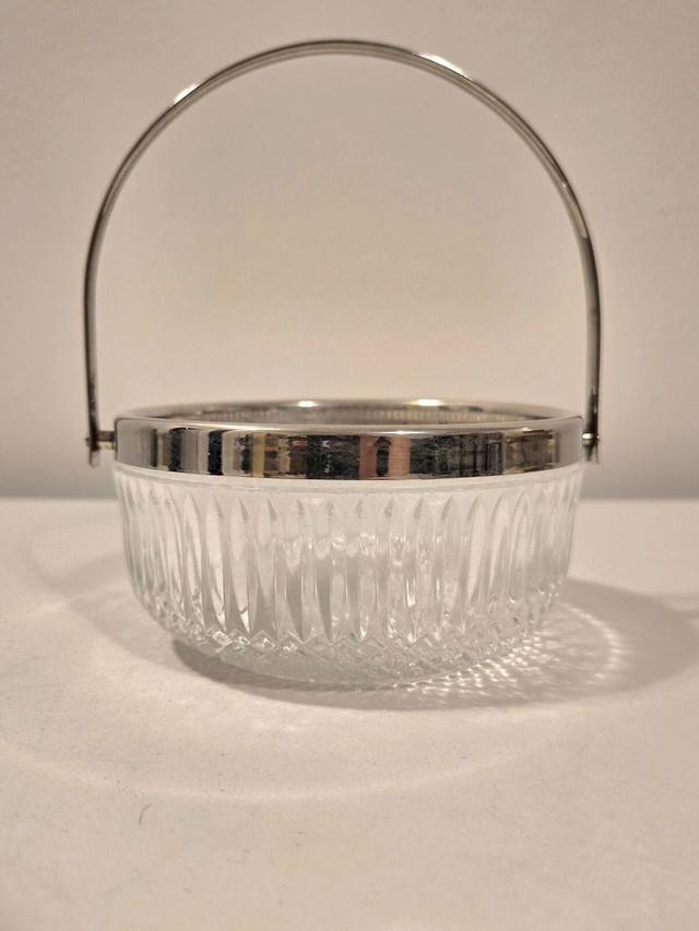 Crystal Candy Dish With Silver Trim and Handle