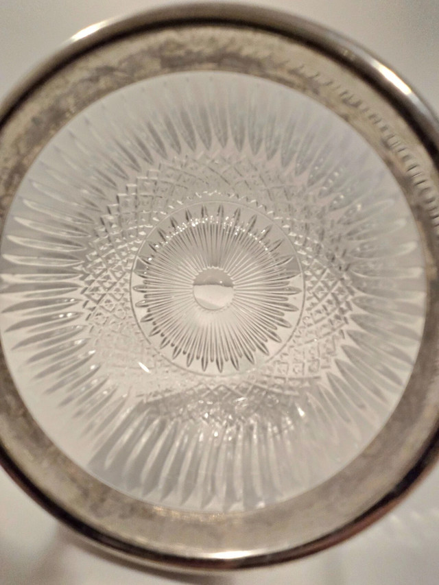 Crystal Candy Dish With Silver Trim and Handle - photo 2