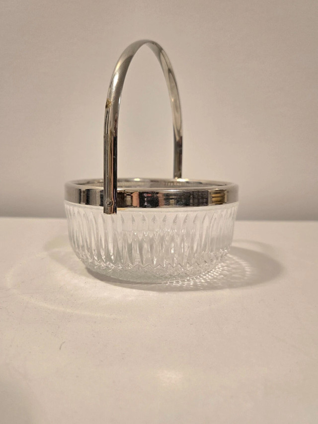 Crystal Candy Dish With Silver Trim and Handle - photo 3