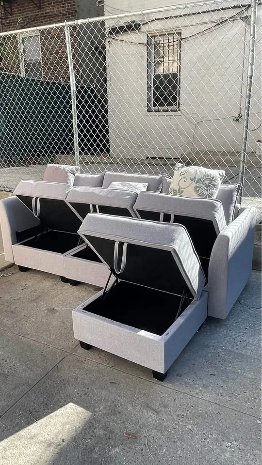 (ASK ABOUT DELIVERY) Gray sectional couch image indicator(4)