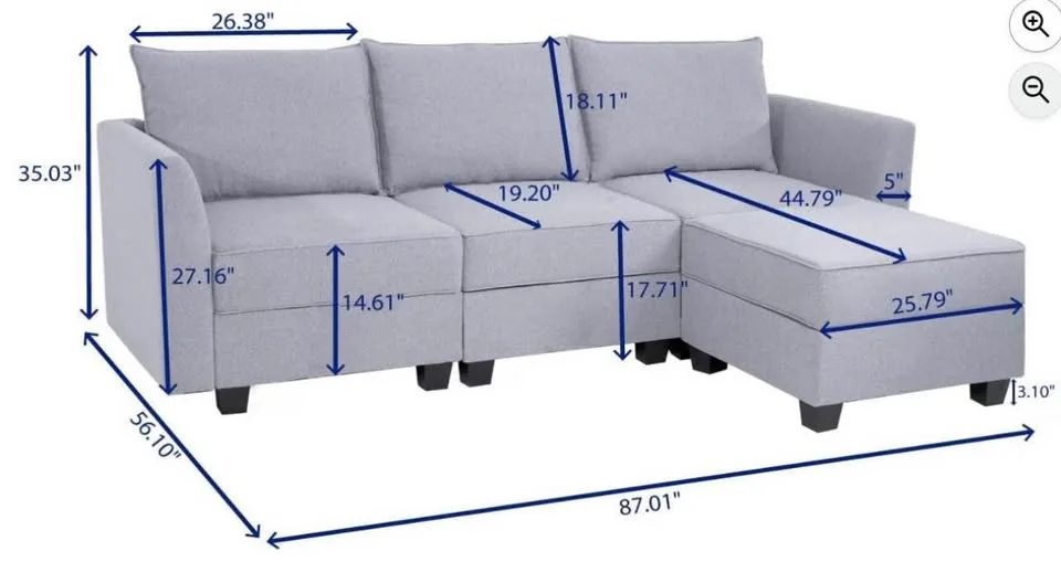 (ASK ABOUT DELIVERY) Gray sectional couch image indicator(8)