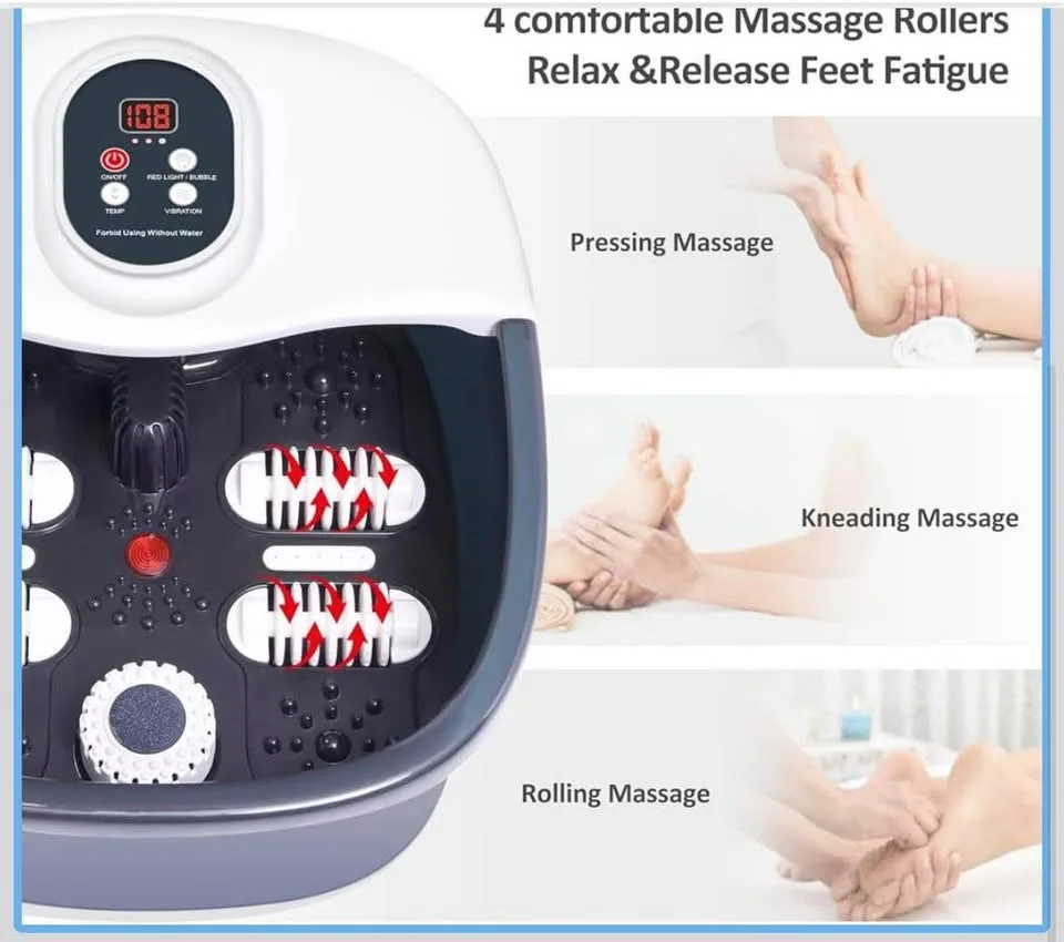 Foot Spa Bath Massager with Heat Bubbles and Vibration image indicator(4)
