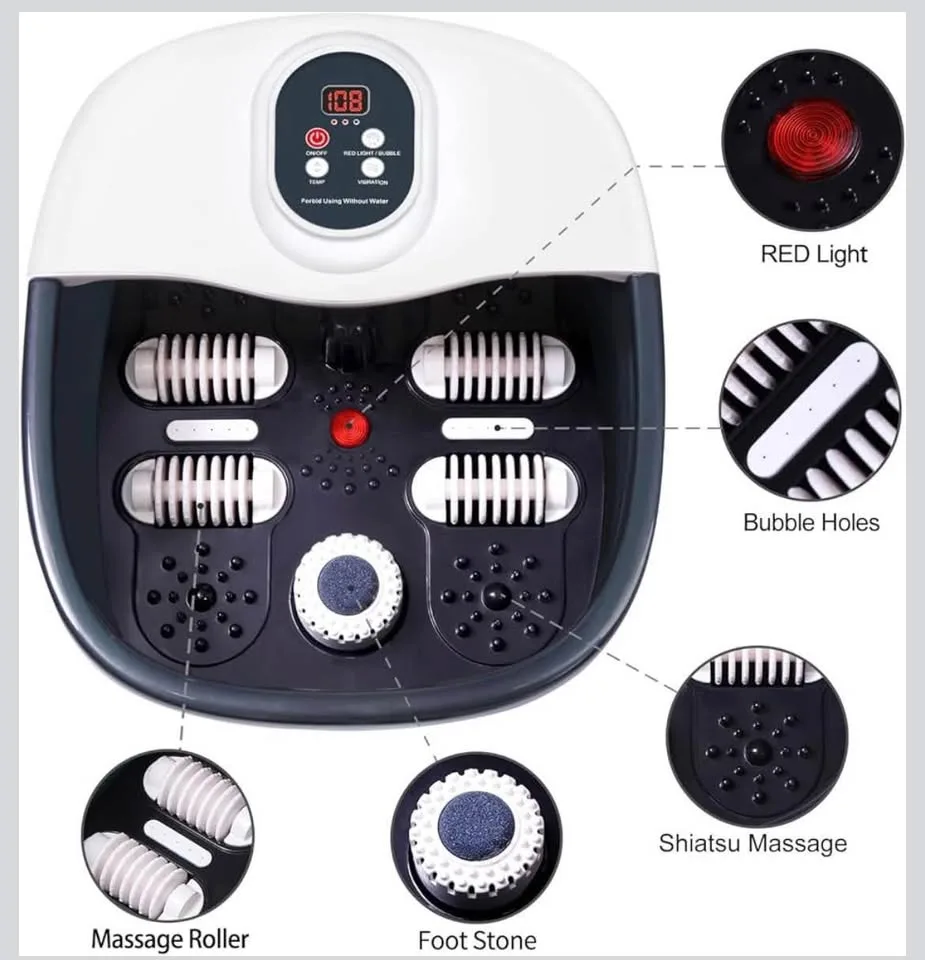 Foot Spa Bath Massager with Heat Bubbles and Vibration image indicator(5)
