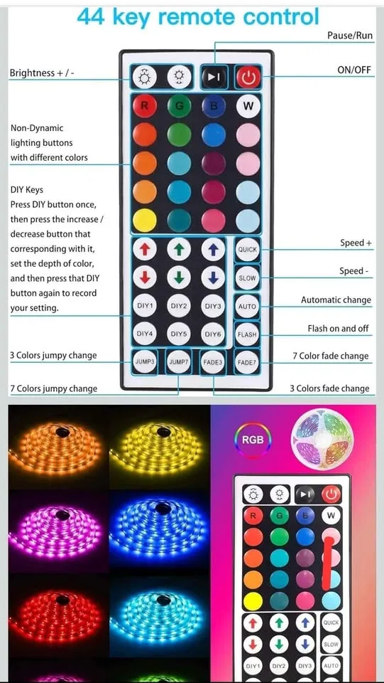 44 Key Remote Controller for 5050 2835 Light Strips whit battery image indicator(2)
